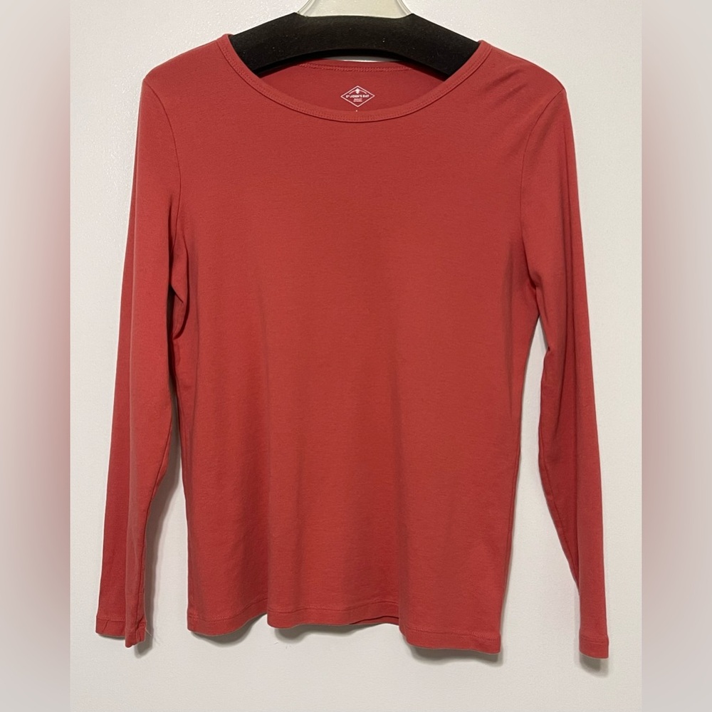 St. John's Bay Deep Coral Long Sleeve Top
